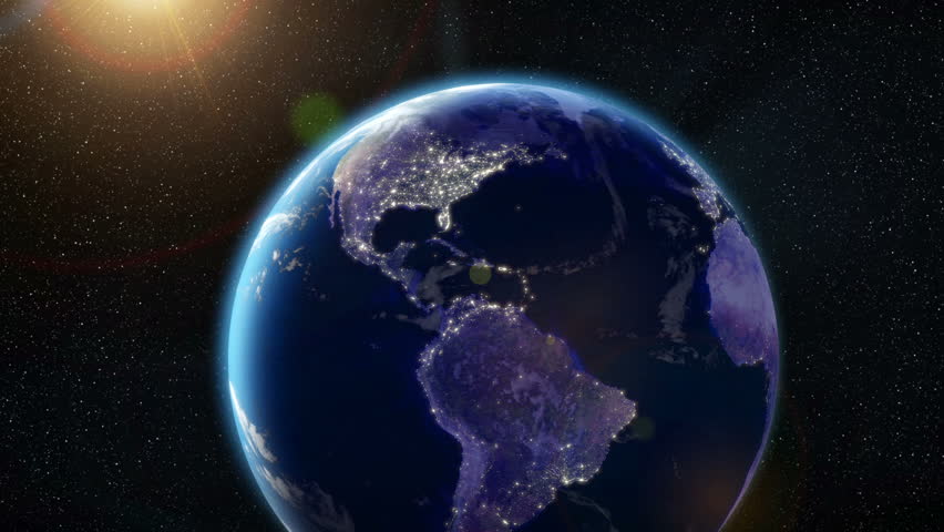 Earth Orbit Night - City Lights from Space USA