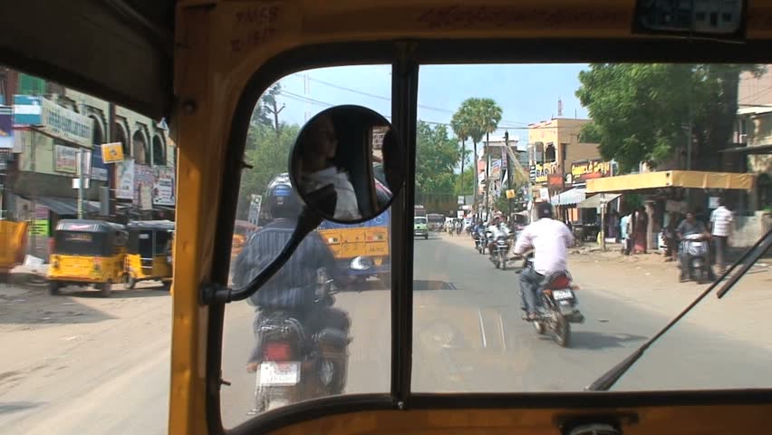 INDIA - CIRCA APRIL, 2011:  POV of a Rickshaw driver in India. 