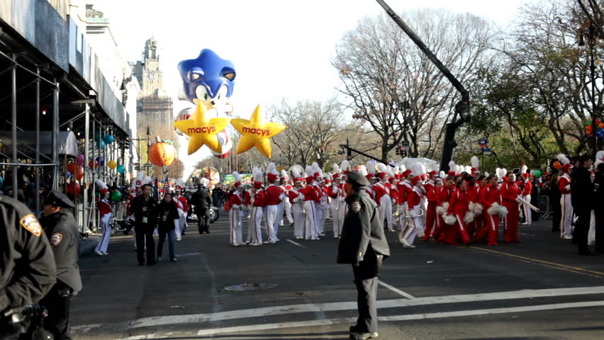 NEW YORK CITY, NY - NOVEMBER 24: Sonic Balloon at beginning of Macy's parade on November 24, 2011 in New York City, New York. 
