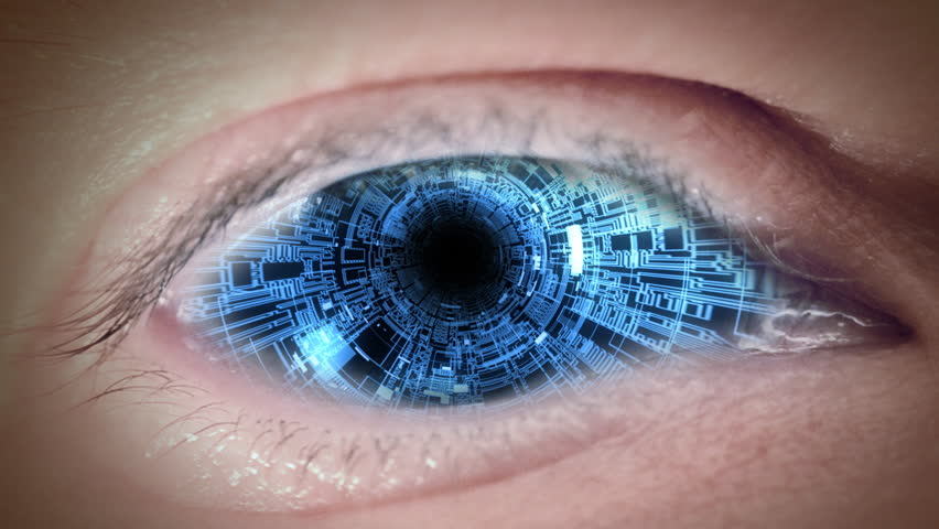 Close up to matrix eyeball. Loop.