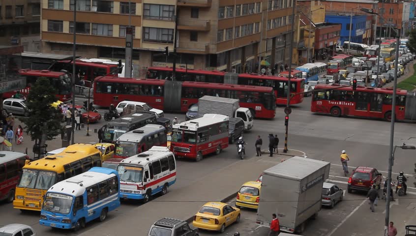 BOGOTA, COLOMBIA  - DECEMBER 19: Traffic during a workday on 19th street and Caracas (14th AVE)   December  2011 