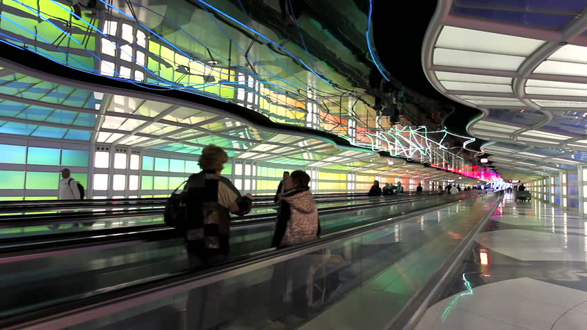 CHICAGO - FEB 2: (Timelapse View) People moving in the Chicago O'Hare Airport Febuary 2, 2011 in Chicago, IL. O'Hare is now the third busiest airport in the world with 66,665,390 passengers passing through the airport in 2010, a +3.3% change from 2009.