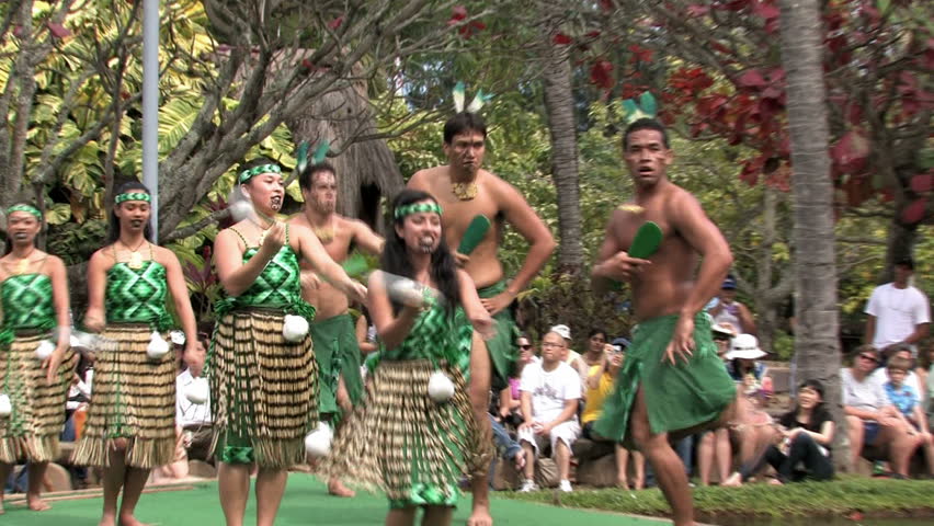LAIE, OAHU, HAWAII CIRCA FEB 2011: Spectators visit Polynesian Cultural Center at BYU Hawaii students earn money by presenting shows in Laie Oahu Hawaii. New Zealand culture.