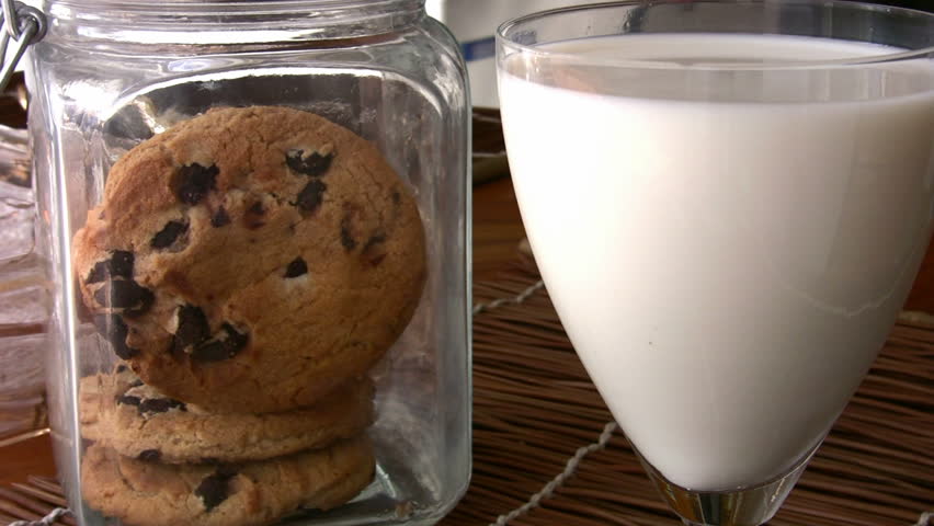 Yummy Chocolate chip cookies with cold milk