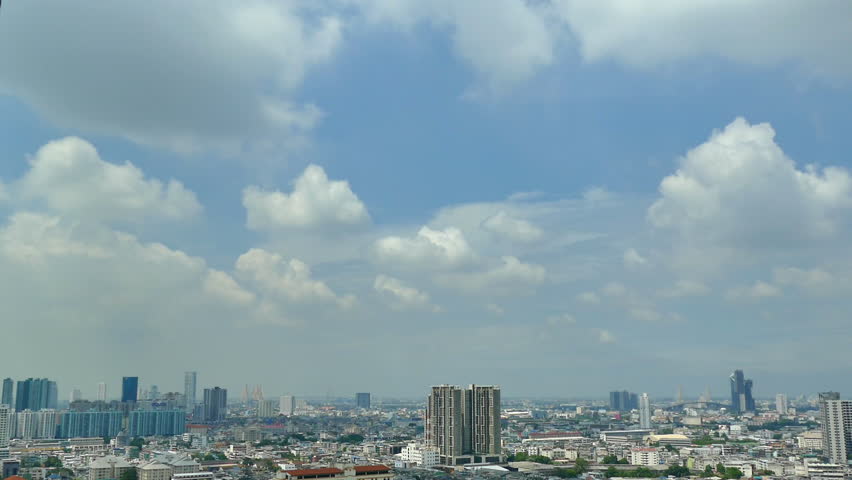 Downtown Los Angeles City Skyline. Clouds Moving Over ...