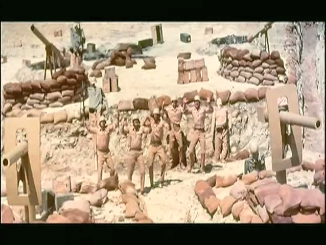 Wide shot group of soldiers blown up by grenade