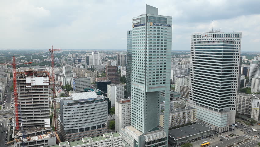 WARSAW, POLAND - MAY 7: Modern buildings rise in city center on May 7 2011 in Warsaw. 