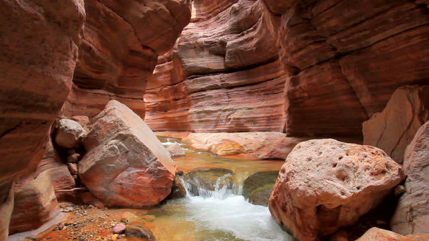 Amazing Stream Flowing in a Slot Canyon in the Grand Canyon
