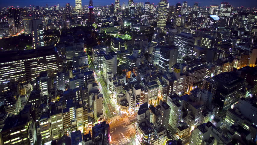 Tokyo Tower and skyline at night, time lapse, Japan