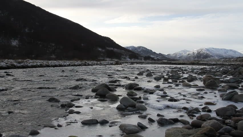 River Calder and Mountains Scottish highlands