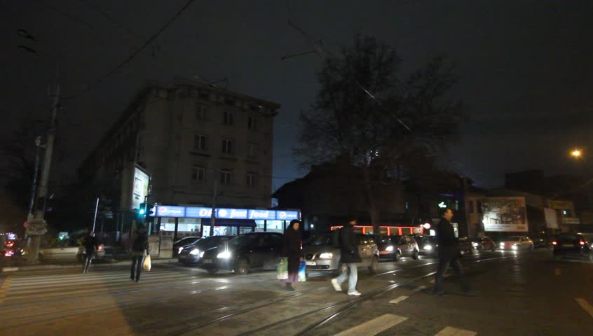 BUCHAREST - CIRCA DECEMBER 2011: POV driving before Christmas, circa December 2011 in Bucharest. 