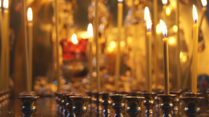 Russian Orthodox Church. The interior, icons, life. Candle