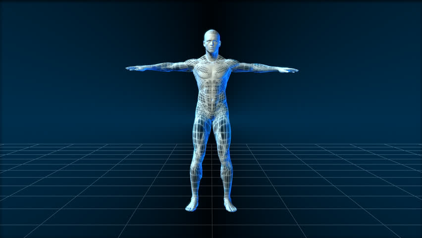High tech man profile orbit, seamless 1080 HD loop.-