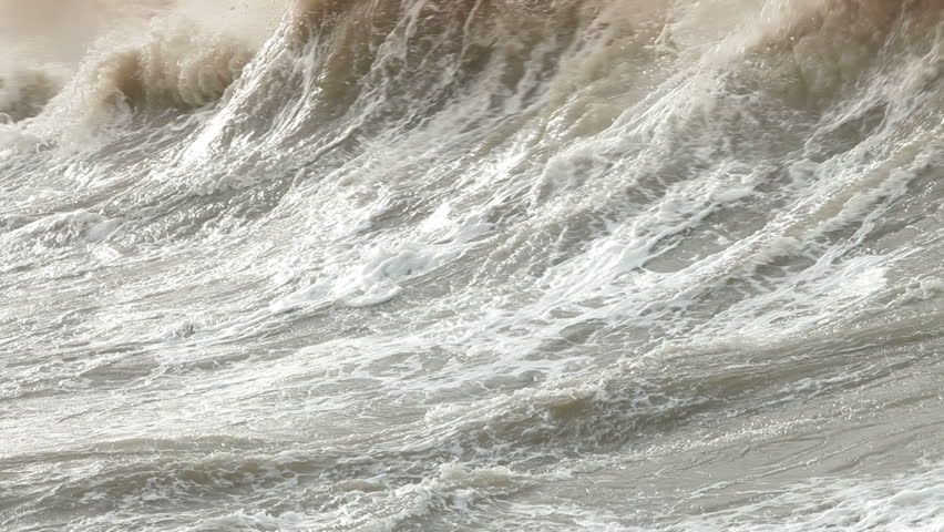 Storm Waves Smashing Against Water Brekers