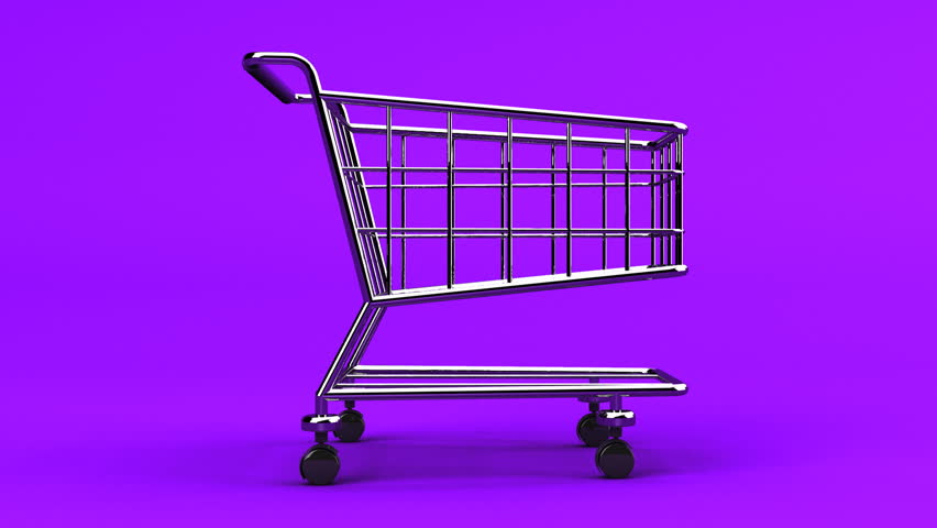 Iconic Shopping Cart On White Stage - Background Animation For Home
