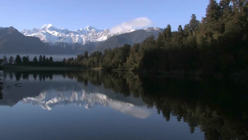 Lake Matheson. West Coast, New Zealand, Famous for reflecting a near-perfect image of Aoraki Mount Cook in its waters,  formed around 14000 years ago