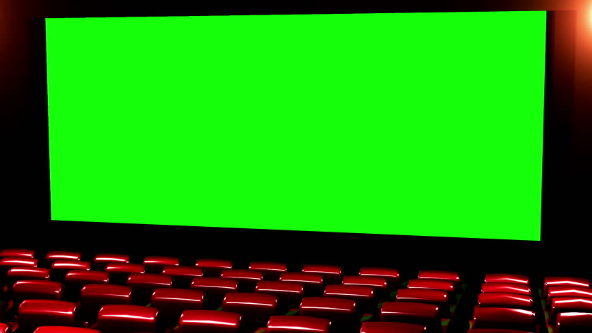 Cinema 3D render seamless loop - Version 02 Canvas is 2.39 cinema aspect ratio - green screen. In this version seats getting light effects from the canvas.With no reflection see Version 01 and 03