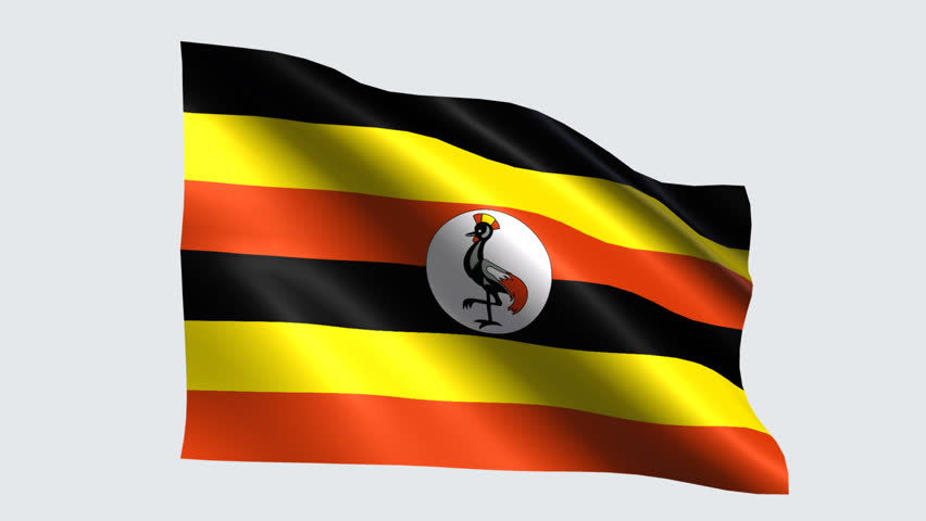 Uganda Flag Slowly Waving. Alpha Included. Seamless Loop. Stock Footage 