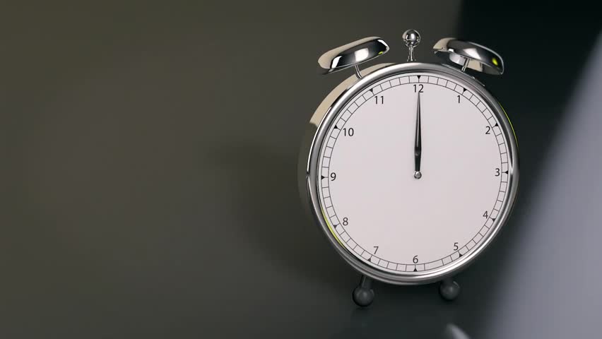 3D Vintage Alarm Clock Twelve Hour Time Lapse