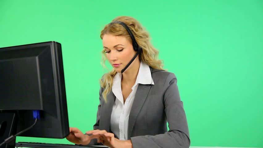 Customer service woman at her desk