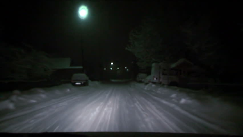Night ride in the snow