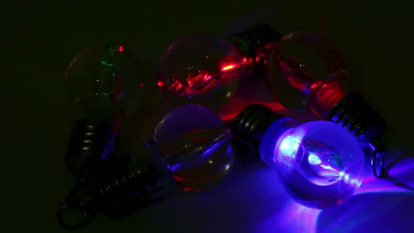 Five color light nano lamps lay on cloth and flashes
