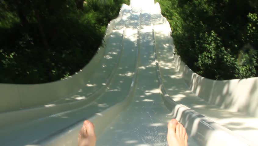 Going down a slide in a waterpark