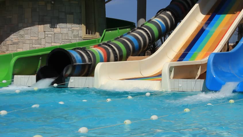 Person on waterslide at an aquapark in Tunisia