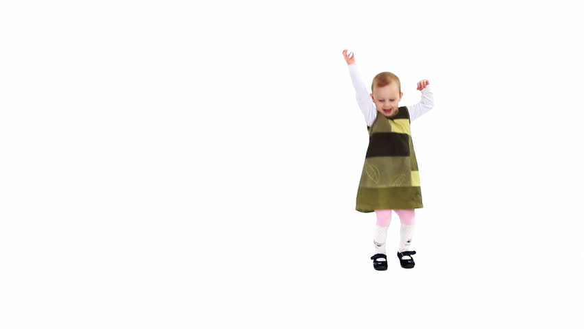 Dancing child waiting for applause. Video clip shows a little girl who is dancing. Energetic dance. High Key shot. Place for title. Clip ID: Julia1_HD