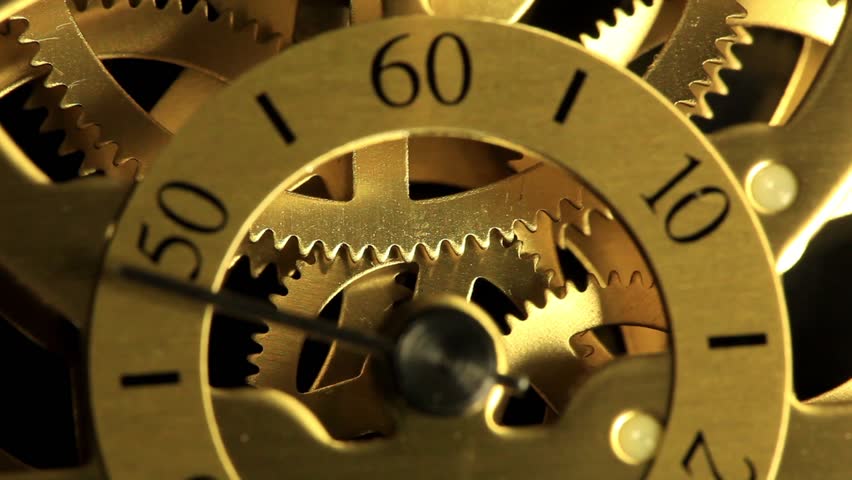 Complex movement of a modern wind-up watch, timelapse