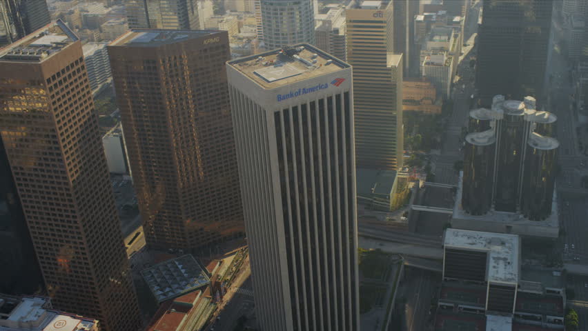 Aerial view of the city air conditions of Los Angeles 