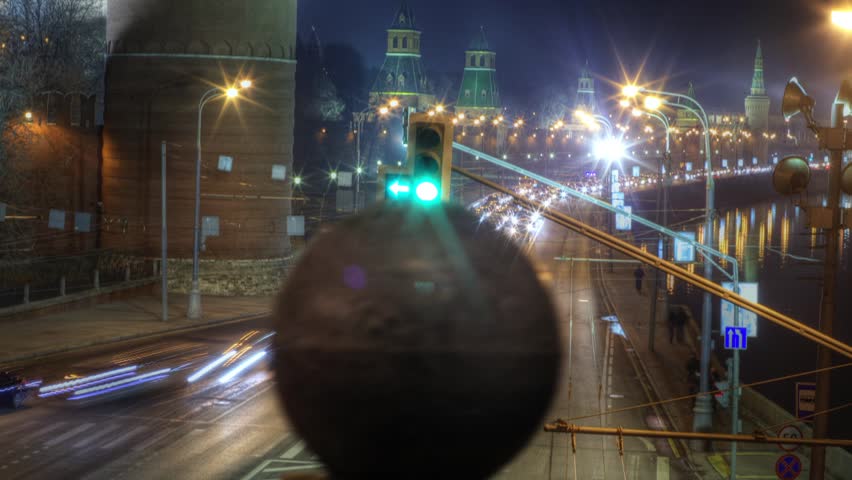 Moscow city night. Time lapse.