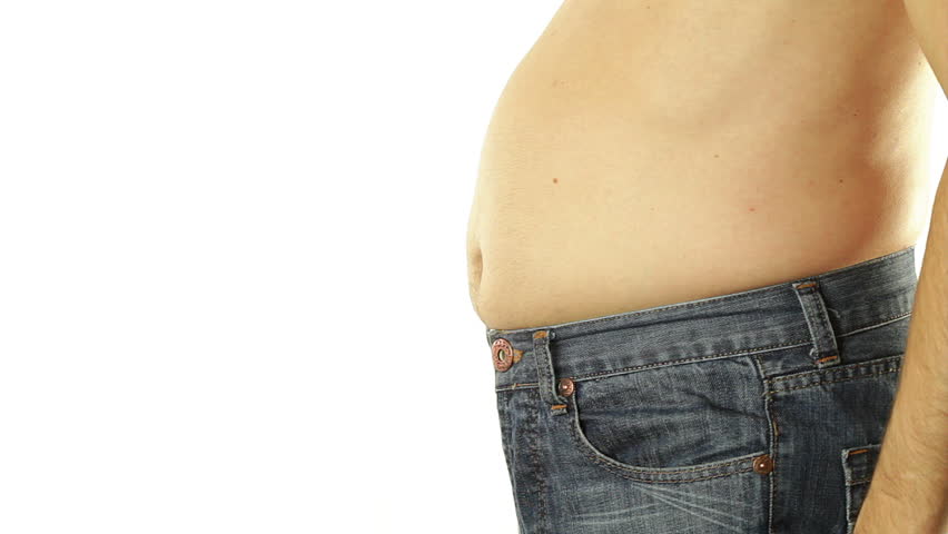 Fat man with beer belly