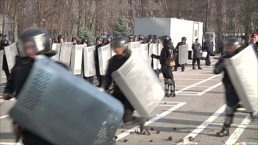 KIEV - MARCH 31: Training of militia (police) to disperse mass disorders on March 31, 2012 in Kiev. 