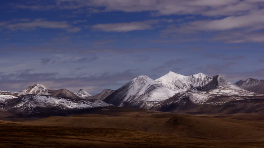 Timelapse of mountain landscape with plateau, Lhasa, Tibet.