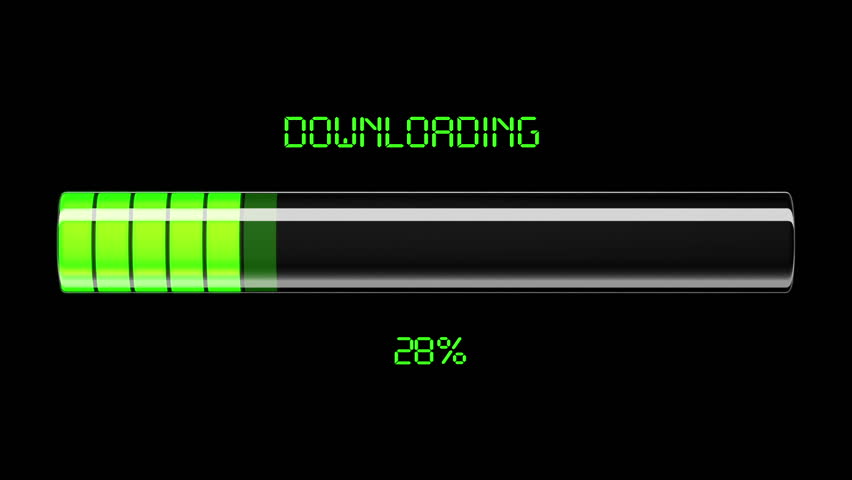 Downloading and uploading process animation with percentage. Green color. HD 1080.