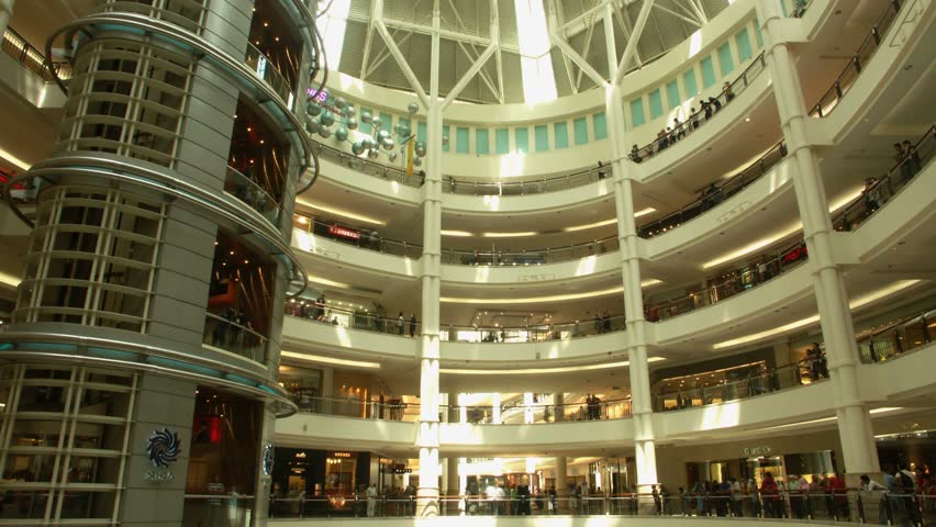 Kuala Lumpur - Circa 2010: Timelapse of Suria KLCC interior, circa 2010 Kuala Lumpur, Malaysia. Suria KLCC is Malaysia's premier shopping centre, located at the base of the Petronas Twin Towers in the Kuala Lumpur City Centre.