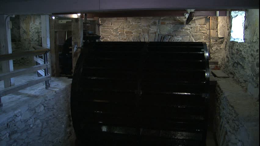 water wheel that runs Slater Mill power train for mill, Pawtucket, RI