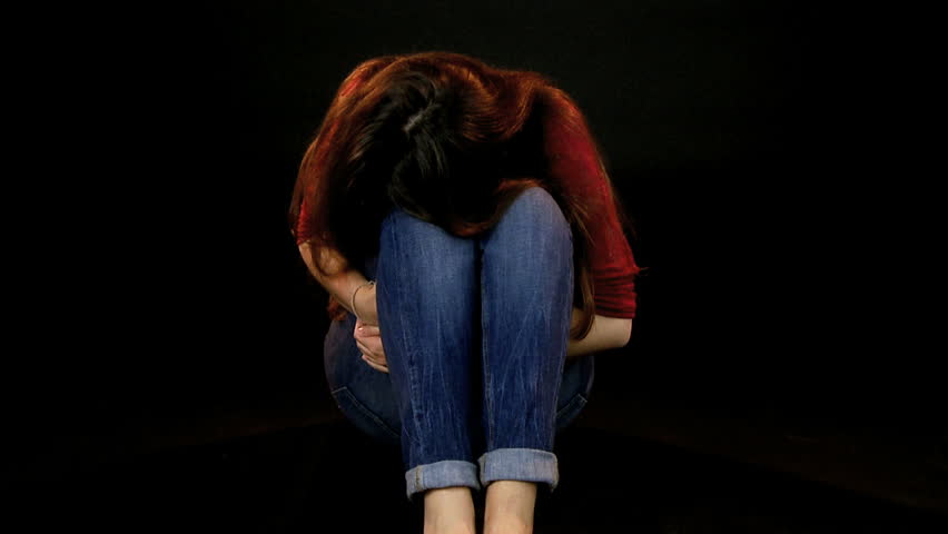 Desperate girl crying sad