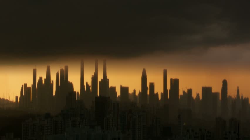 Sci-Fi City 1B: A Futuristic Vehicle In A Sci-fi Scene Takes Off Into A