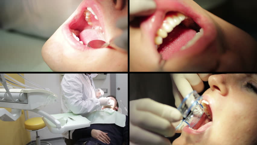 Close-up of patient open mouth during oral checkup - Multiscreen
