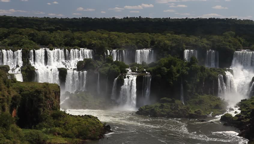 The Iguazu Falls on the border of Brazil and Argentina