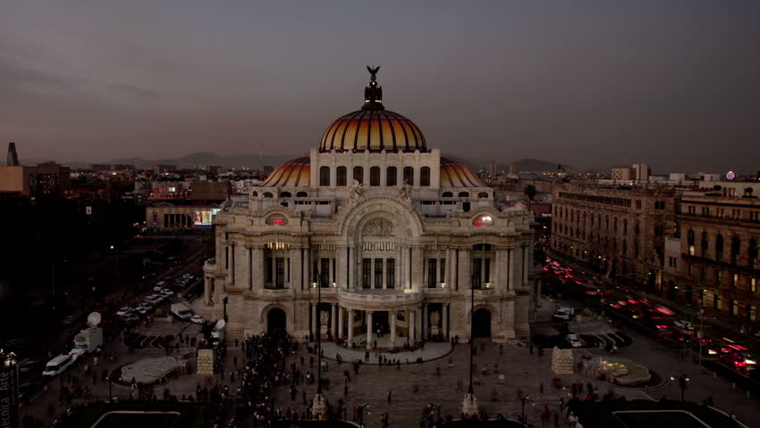 time-lapse of the impressive bellas artes building in mexico city