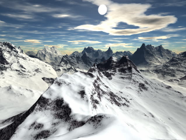 Computer-generated animated loop depicting a 360? view from a mountain summit