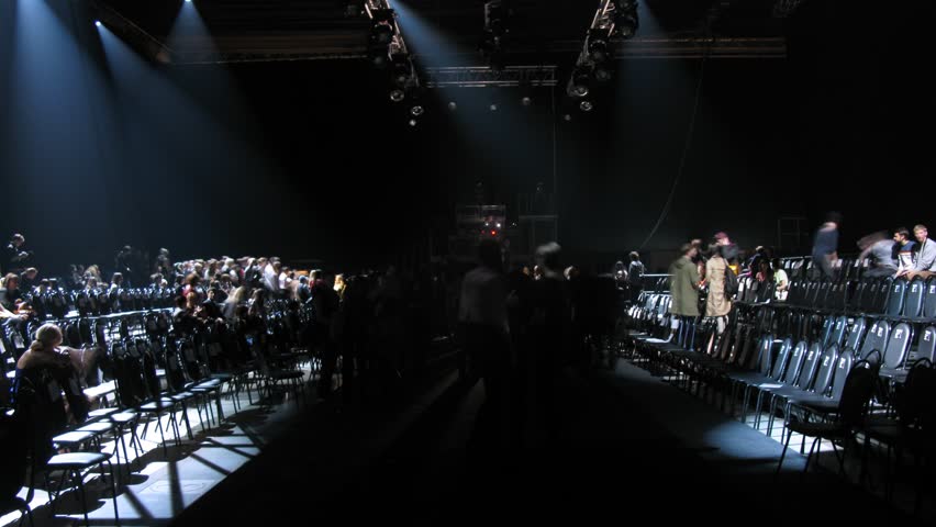 MOSCOW - APR 8: (Timelapse View) Many visitors crowd near podium on VOLVO - Week of fashion in Moscow in Gostini dvor, on April 8, 2012 in Moscow, Russia