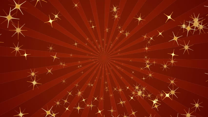 Infinite loop of golden sparks over red background, HD CG animation