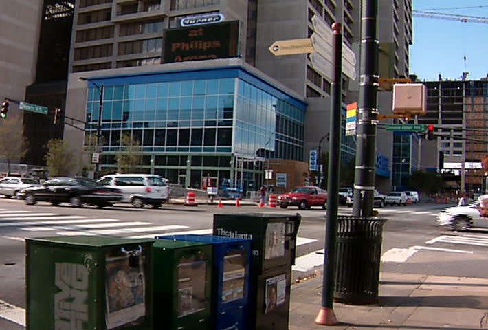 ATLANTA - Circa 2002: Facade of the CNN Building in Atlanta Georgia in 2002.
