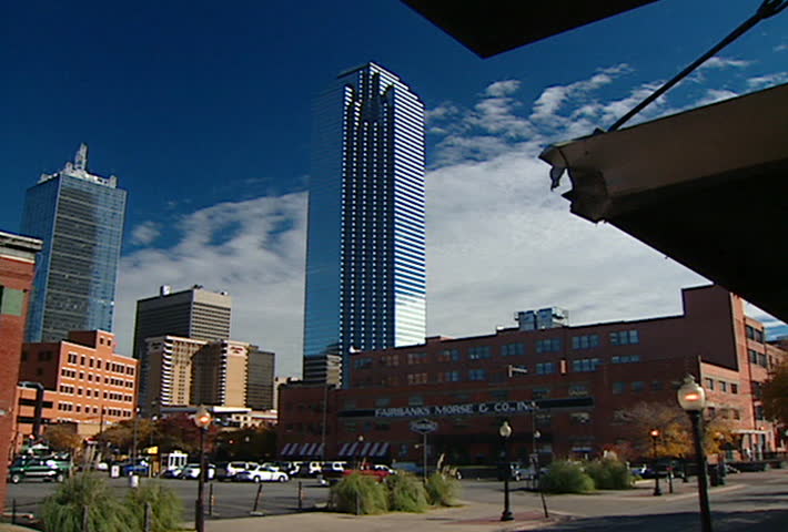 Fountain Plaza in Dallas Texas and the Dallas Skyline in 2002