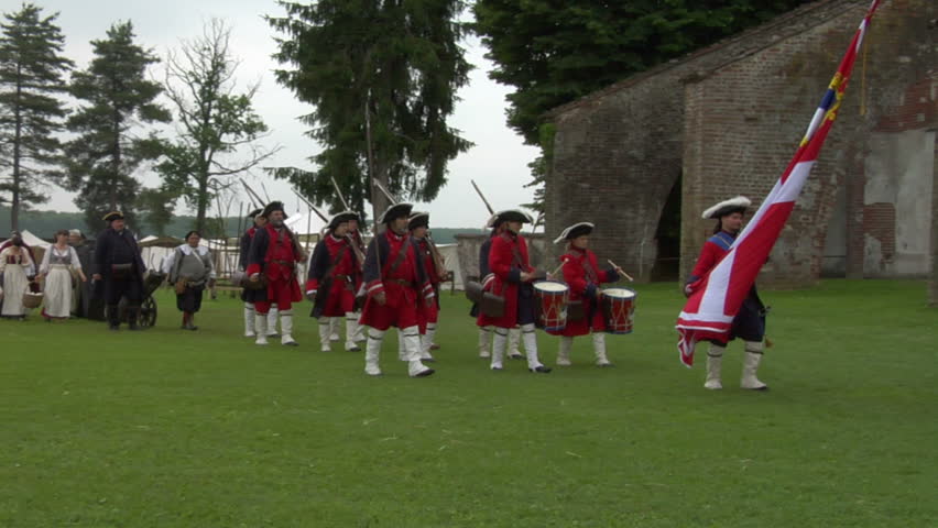 STAFFARDA, ITALY - CIRCA 2012: Reenactment of the battle fought during Nine Years' War in Piedmont-Savoy (northern Italy) on 18 August 1690. It was a victory for the French commander against the Duke of Savoy.