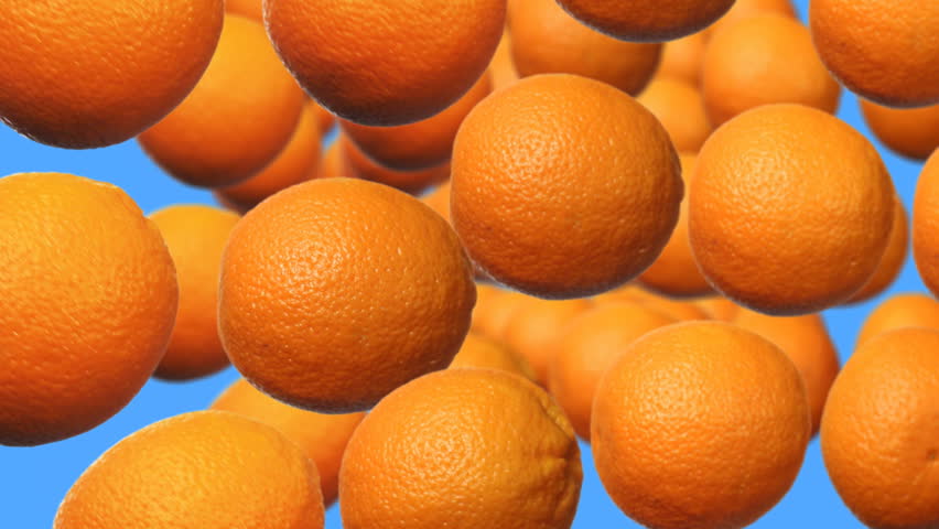 ripe fresh oranges rotating in rows, background with alpha channel